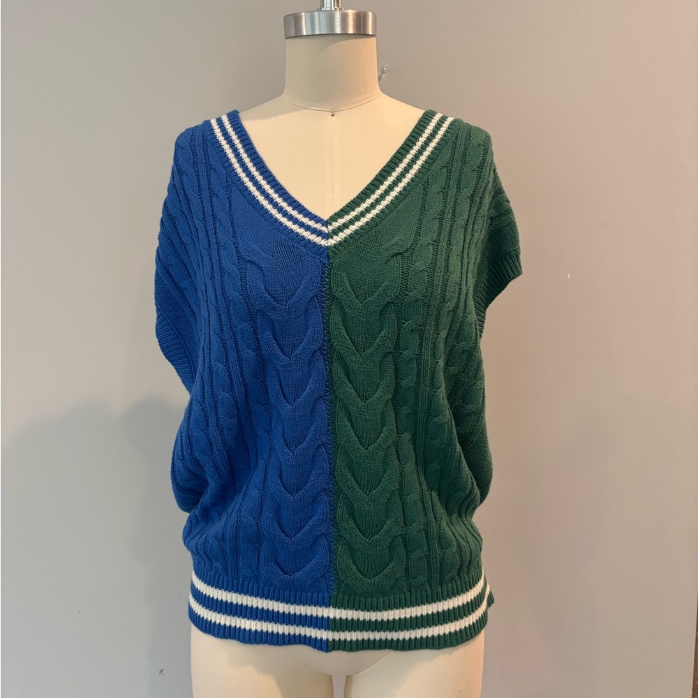 Wild Fable V-Neck Sweater in Blue and Green